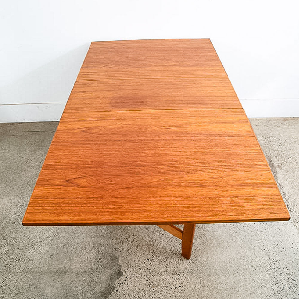 Mid Century Danish Modern Dining Table Drop Leaf Gate Leg Walnut Folding Teak Norway MCM - Image 2