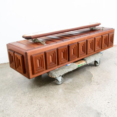 Mid Century Modern Hanging Lamp Douglas Fir Wood Vintage Swag Light Custom 1970s