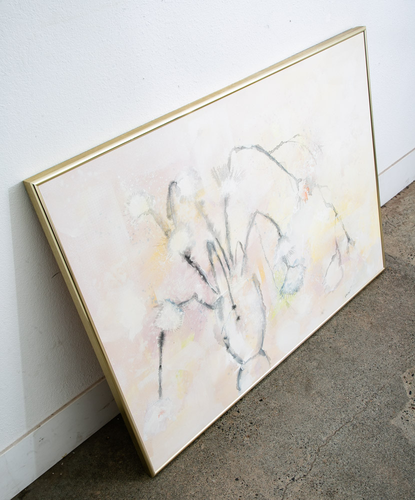 Mid Century Modern Painting Original Art Abstract Flowers Floral 48x36.5 Signed - Image 2