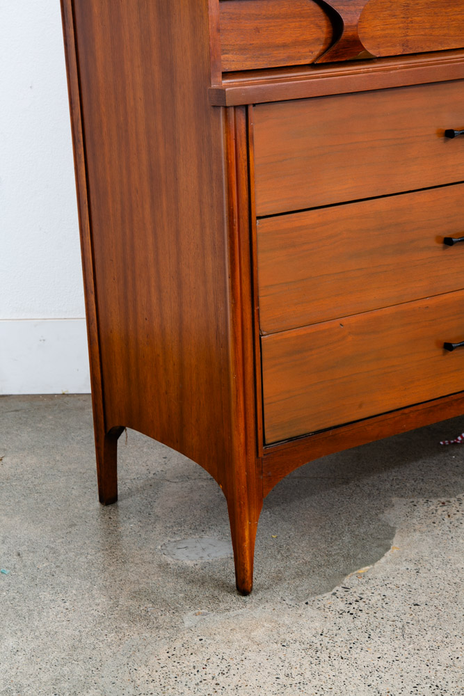 Mid Century Modern Dresser Highboy Kent Coffey 5 Drawer Perspecta Brasilia Wood - Image 9