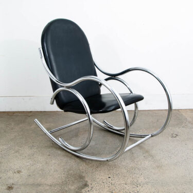 Mid Century Modern Rocking Chair Chrome Rocker Black Metal Silver Vintage 1960s