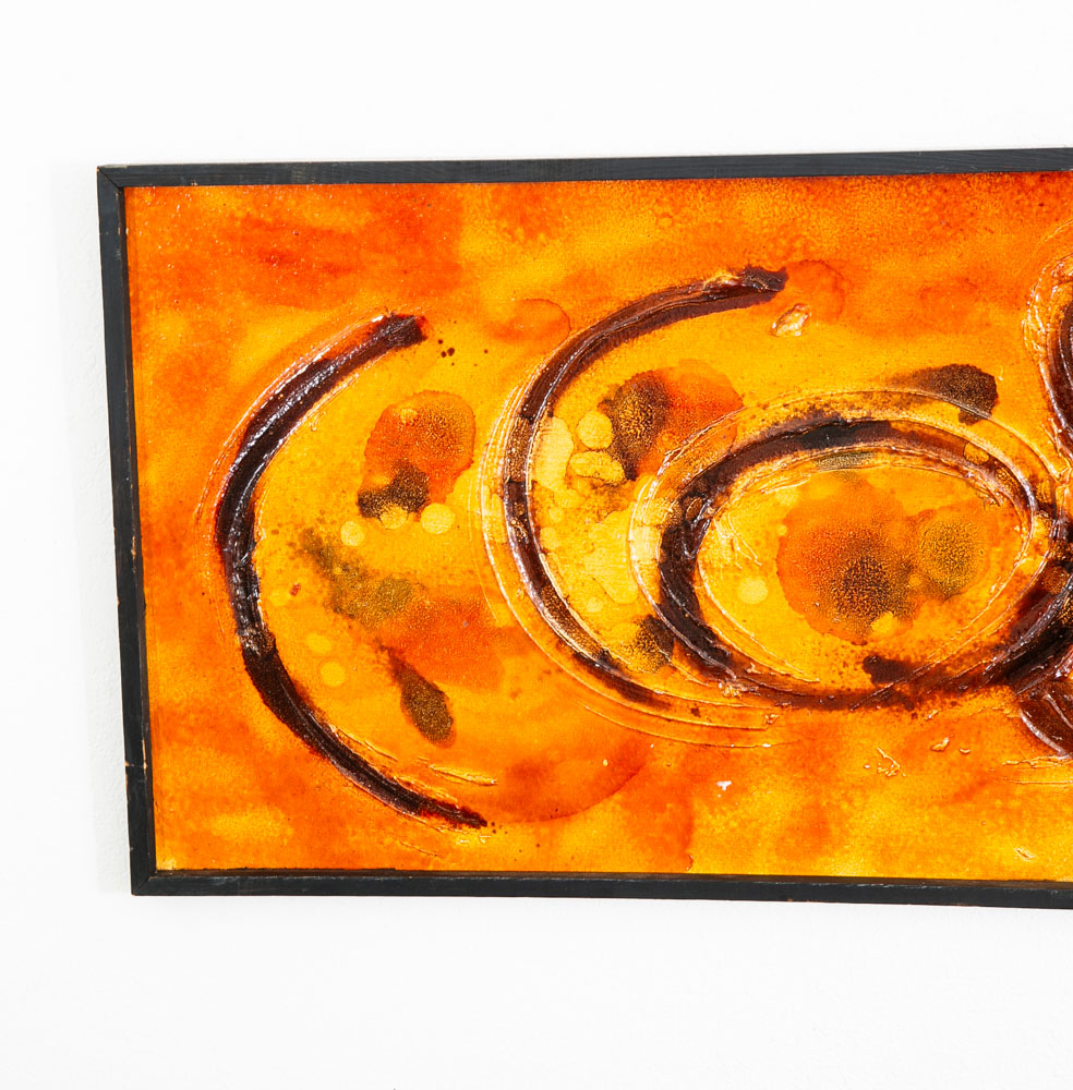 Mid Century Modern Original Painting Art Abstract Expressionism Orange Yellow - Image 10