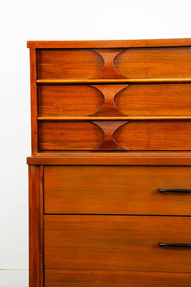 Mid Century Modern Dresser Highboy Kent Coffey 5 Drawer Perspecta Brasilia Wood - Image 12