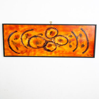 Mid Century Modern Original Painting Art Abstract Expressionism Orange Yellow