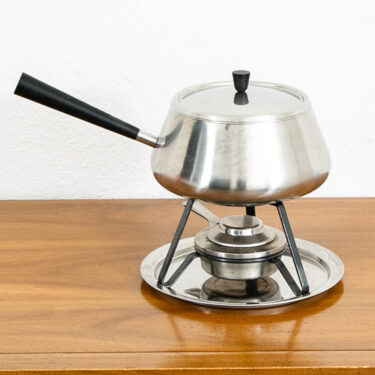 Mid Century Modern American Fondue Set in Sliver Cheese Set With 12 Skewers