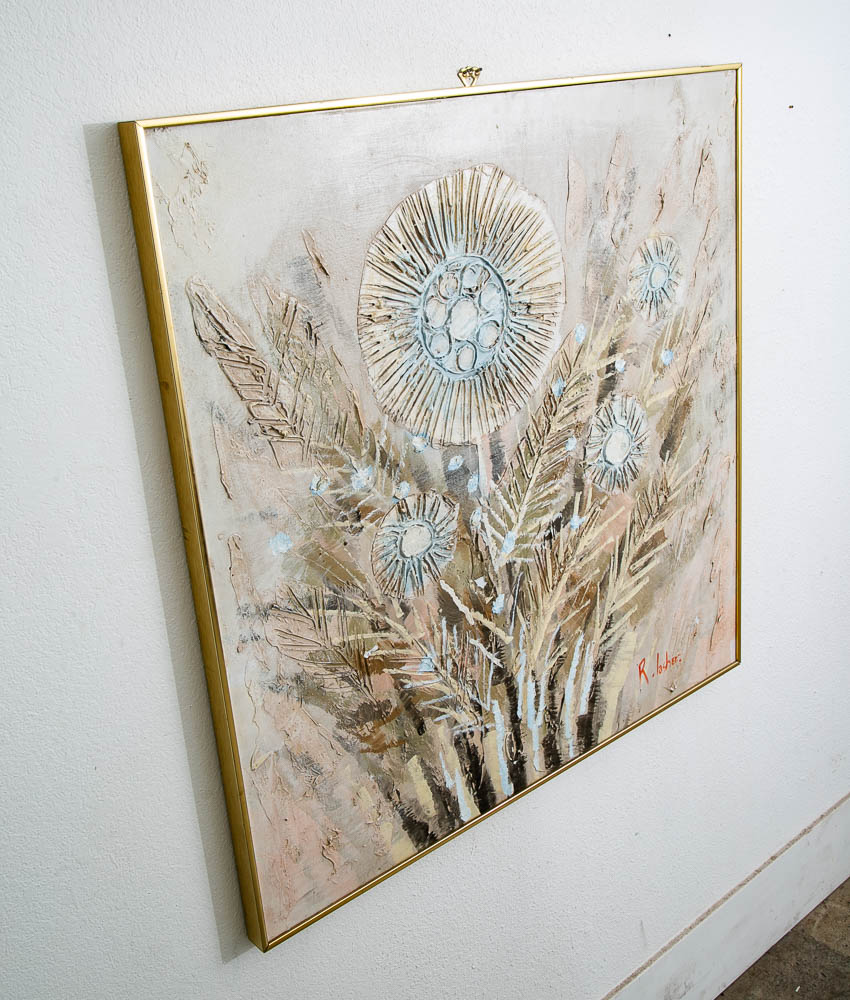 Mid Century Modern Painting Original Art Abstract Flowers Floral 1979 Signed Mcm - Image 3