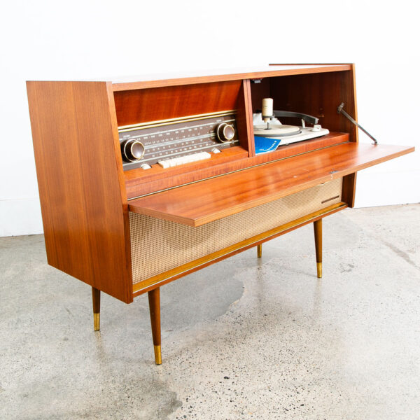 Mid Century Modern Stereo Console Telefunken Record Player Radio