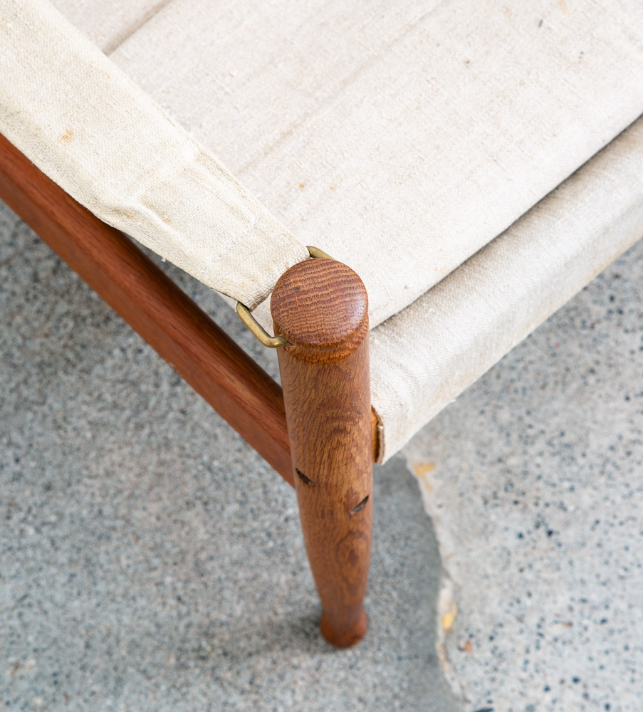 Mid Century Danish Modern lounge Chairs Safari Tan White Oak Arm Pair Set Two - Image 6