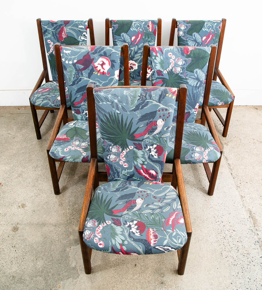 Mid Century Modern Dining Chairs Set 6 Kosuga Japanese Danish Vintage Blue High