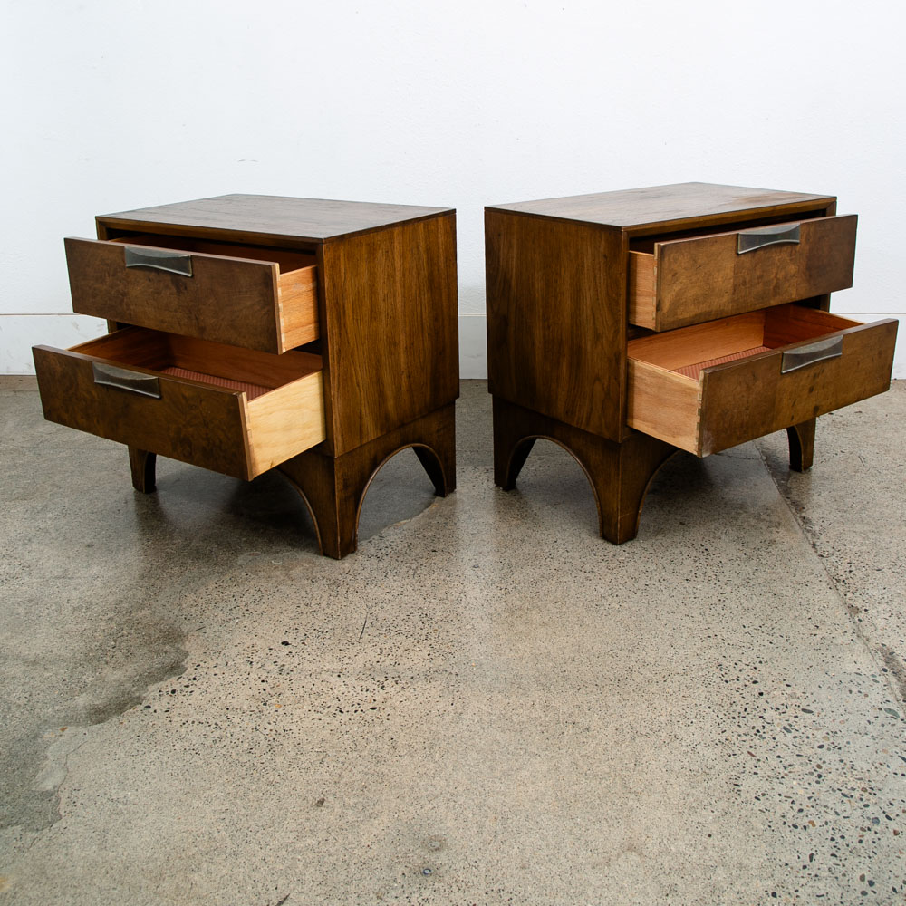 Mid Century Modern Nightstands End Table Side Wood Stanley 2 Drawer Vintage Mcm - Image 3