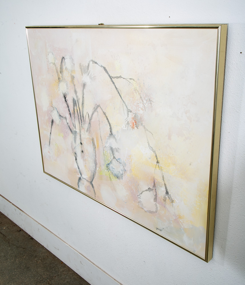 Mid Century Modern Painting Original Art Abstract Flowers Floral 48x36.5 Signed - Image 3