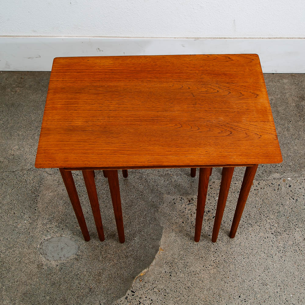 Mid Century Danish Modern Nesting Tables GP Mobilia Teak Set 3 Denmark Mcm Side - Image 9