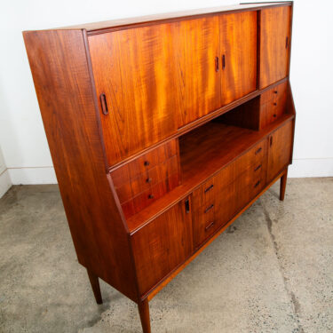 Mid Century Danish Modern Credenza Highboard Teak Drawers Bar Denmark Cabinet