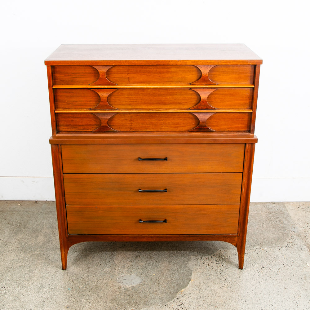 Mid Century Modern Dresser Highboy Kent Coffey 5 Drawer Perspecta Brasilia Wood - Image 2