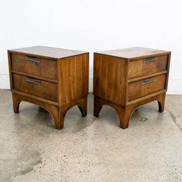 Mid Century Modern Nightstands End Table Side Wood Stanley 2 Drawer Vintage Mcm