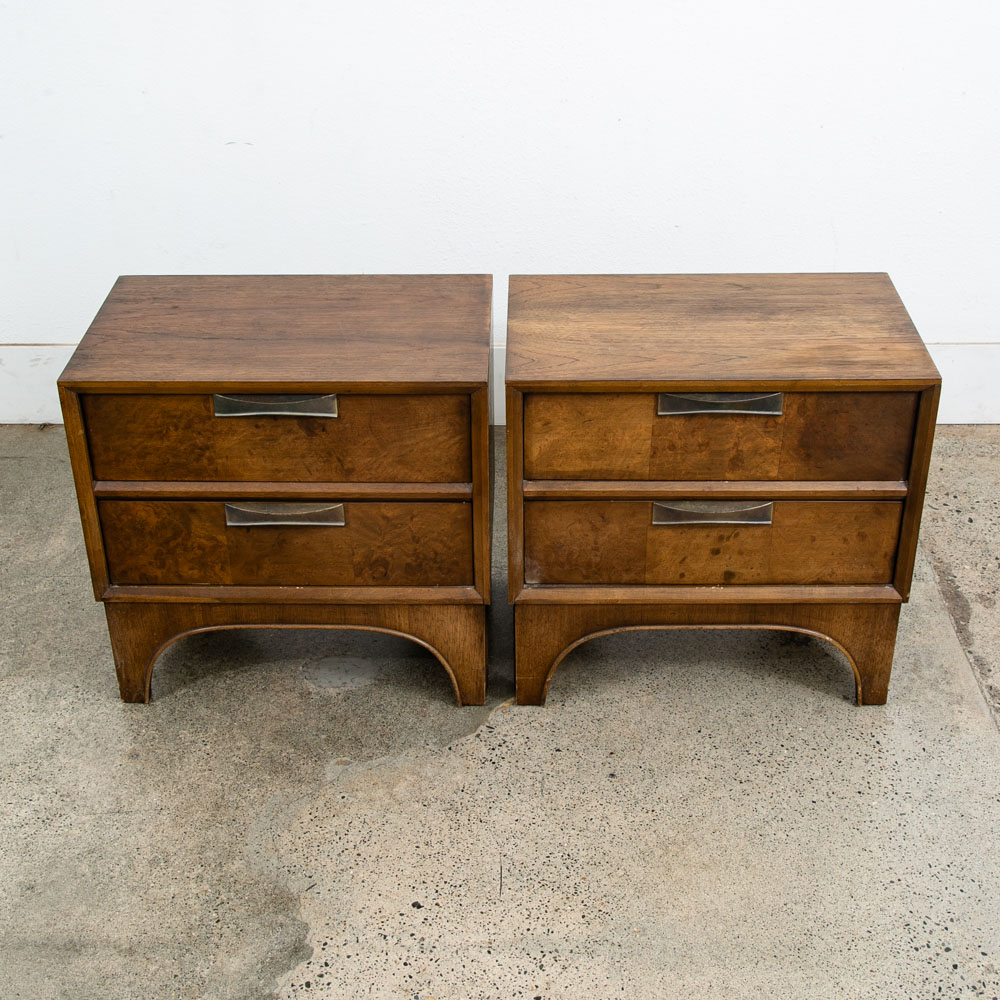 Mid Century Modern Nightstands End Table Side Wood Stanley 2 Drawer Vintage Mcm - Image 8