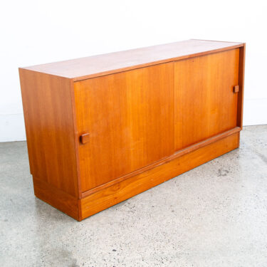 Mid Century Danish Modern Credenza Sideboard Sliding Doors Teak Denmark Mcm