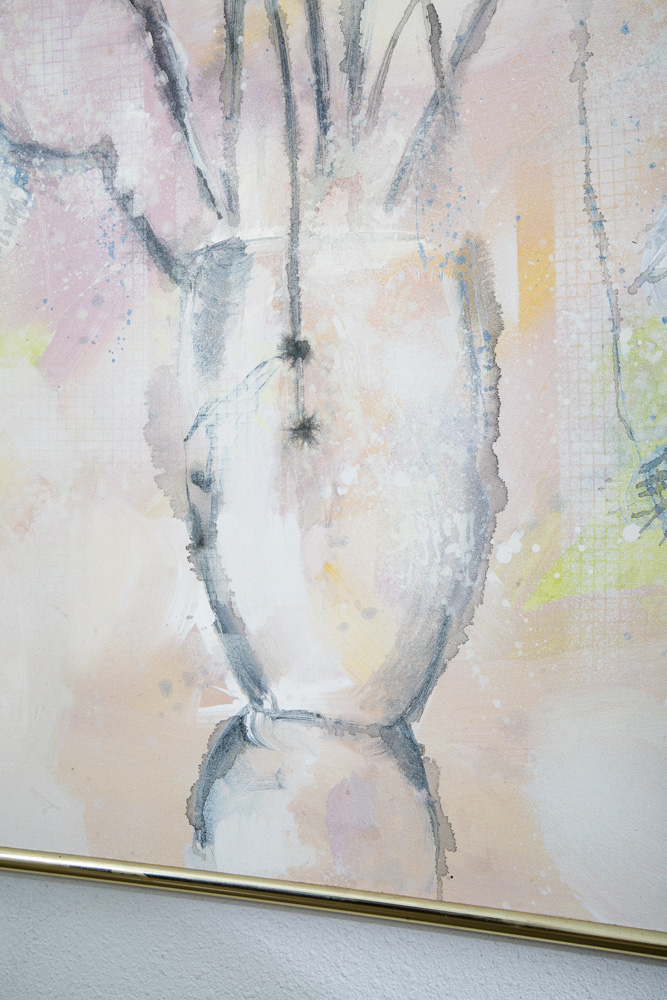 Mid Century Modern Painting Original Art Abstract Flowers Floral 48x36.5 Signed - Image 7