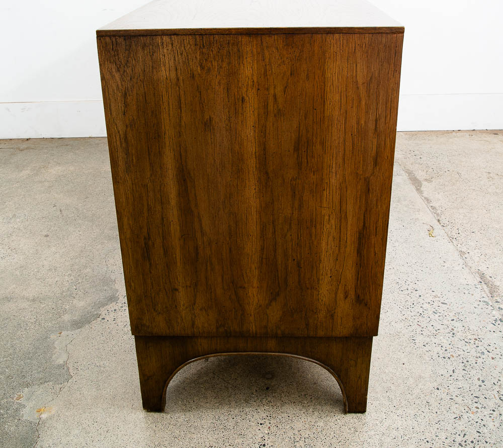 Mid Century Modern Credenza Dresser 6 Drawer Stanley Walnut Mcm Brass Handles - Image 4