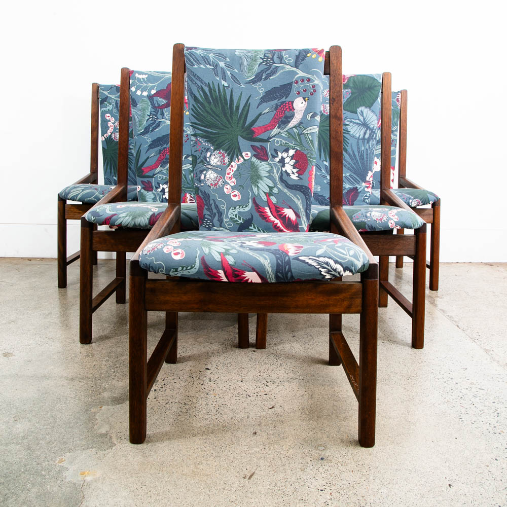 Mid Century Modern Dining Chairs Set 6 Kosuga Japanese Danish Vintage Blue High - Image 2