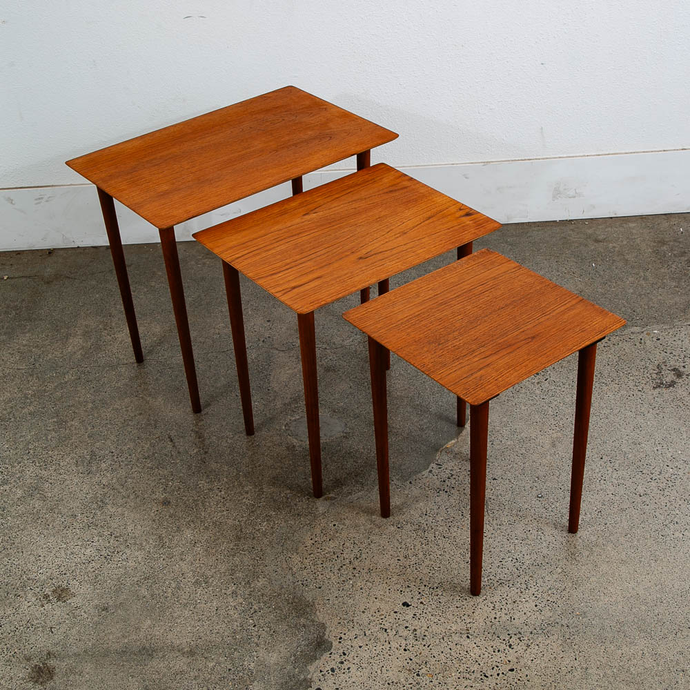 Mid Century Danish Modern Nesting Tables GP Mobilia Teak Set 3 Denmark Mcm Side - Image 12