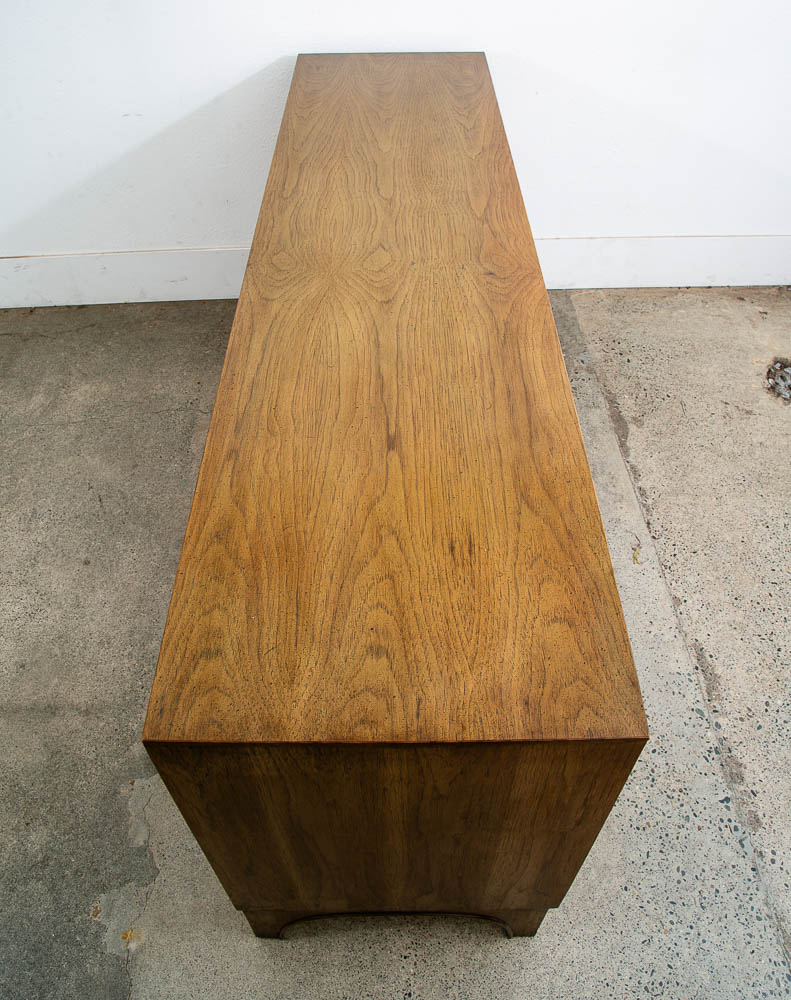 Mid Century Modern Credenza Dresser 6 Drawer Stanley Walnut Mcm Brass Handles - Image 5