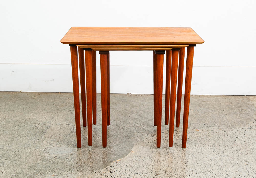 Mid Century Danish Modern Nesting Tables GP Mobilia Teak Set 3 Denmark Mcm Side - Image 7
