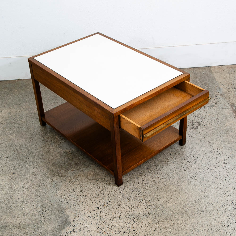 Mid Century Modern Nightstand End Side Table Walnut American Vintage One Drawer - Image 3