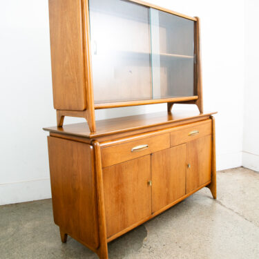 Mid Century Modern China Cabinet Hutch Cabinet Glass Display Drexel Walnut Mcm