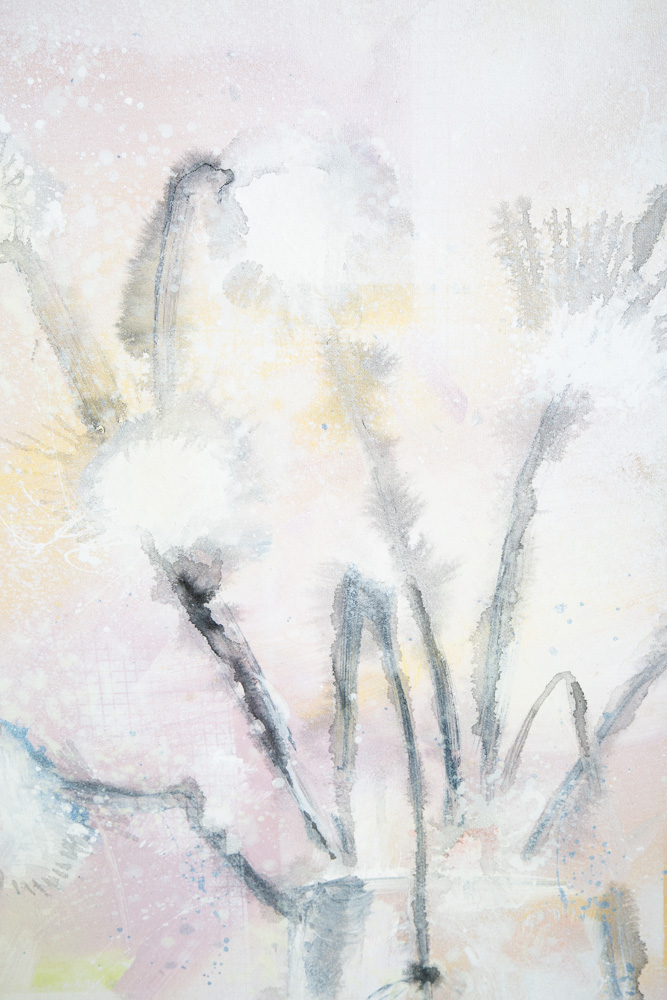 Mid Century Modern Painting Original Art Abstract Flowers Floral 48x36.5 Signed - Image 9