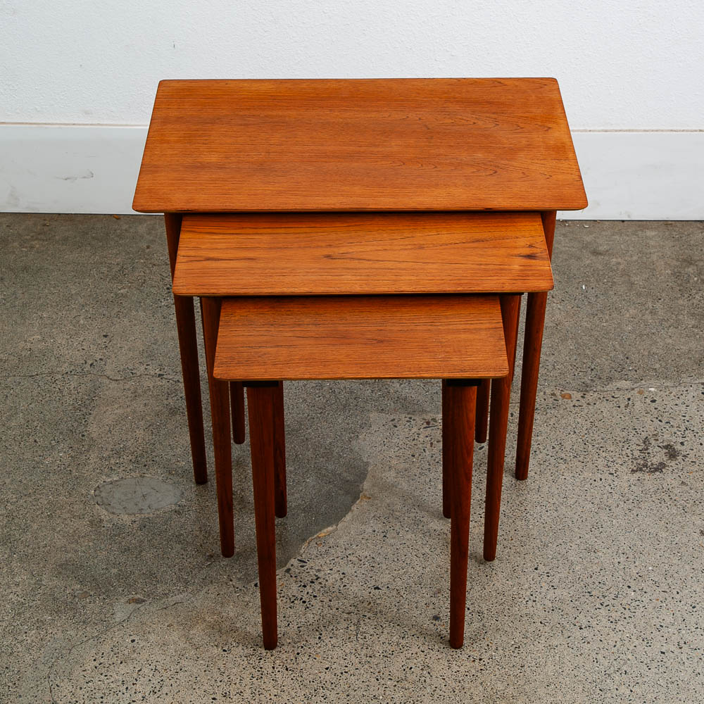 Mid Century Danish Modern Nesting Tables GP Mobilia Teak Set 3 Denmark Mcm Side - Image 8