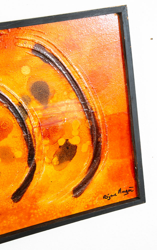 Mid Century Modern Original Painting Art Abstract Expressionism Orange Yellow - Image 6