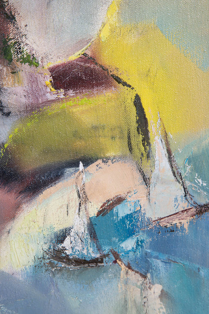 Mid Century Modern Original Painting Green Abstract Expressionism Wanda Faust - Image 9