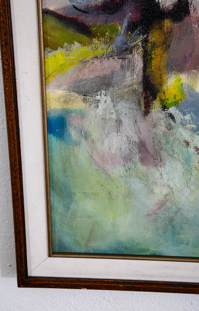 Mid Century Modern Original Painting Green Abstract Expressionism Wanda Faust - Image 8