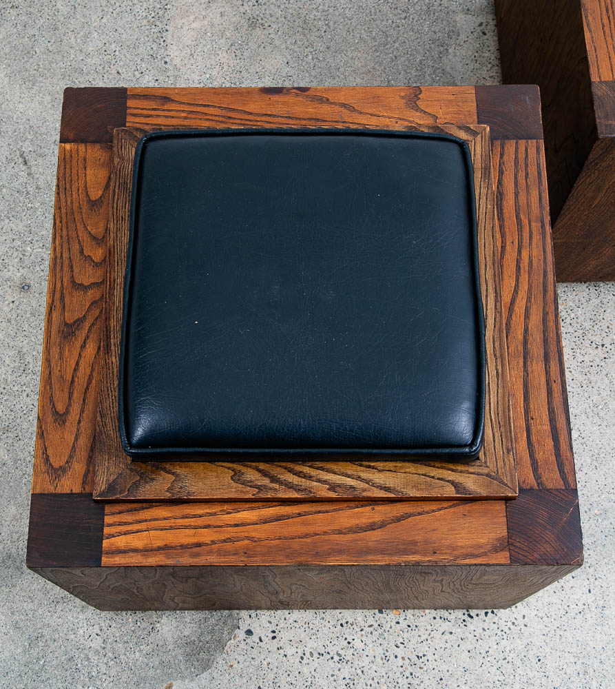 Mid Century Modern Storage Stools Pair Reversible Wood Black Side End Tables Mcm - Image 9