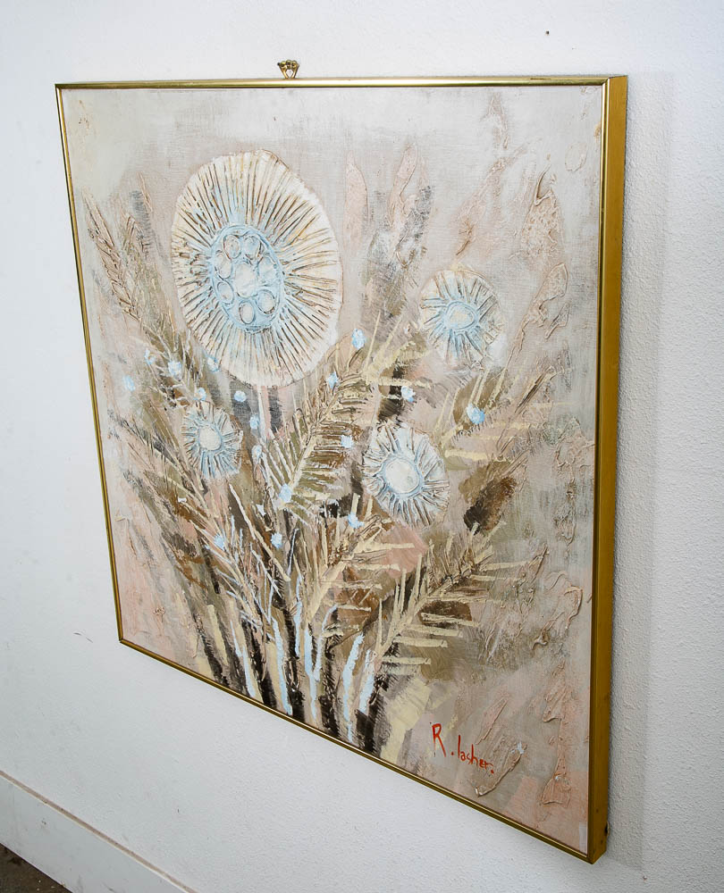 Mid Century Modern Painting Original Art Abstract Flowers Floral 1979 Signed Mcm - Image 2