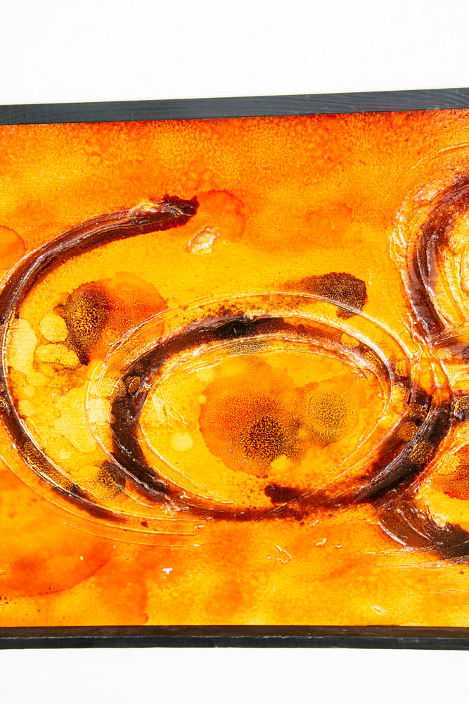 Mid Century Modern Original Painting Art Abstract Expressionism Orange Yellow - Image 8