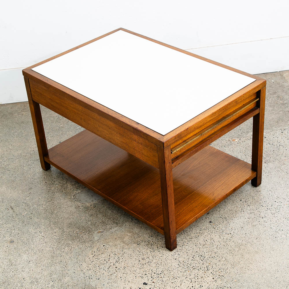 Mid Century Modern Nightstand End Side Table Walnut American Vintage One Drawer