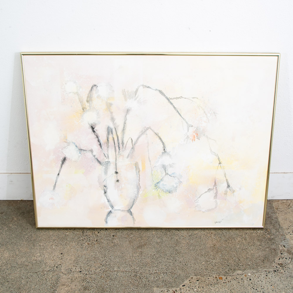 Mid Century Modern Painting Original Art Abstract Flowers Floral 48x36.5 Signed