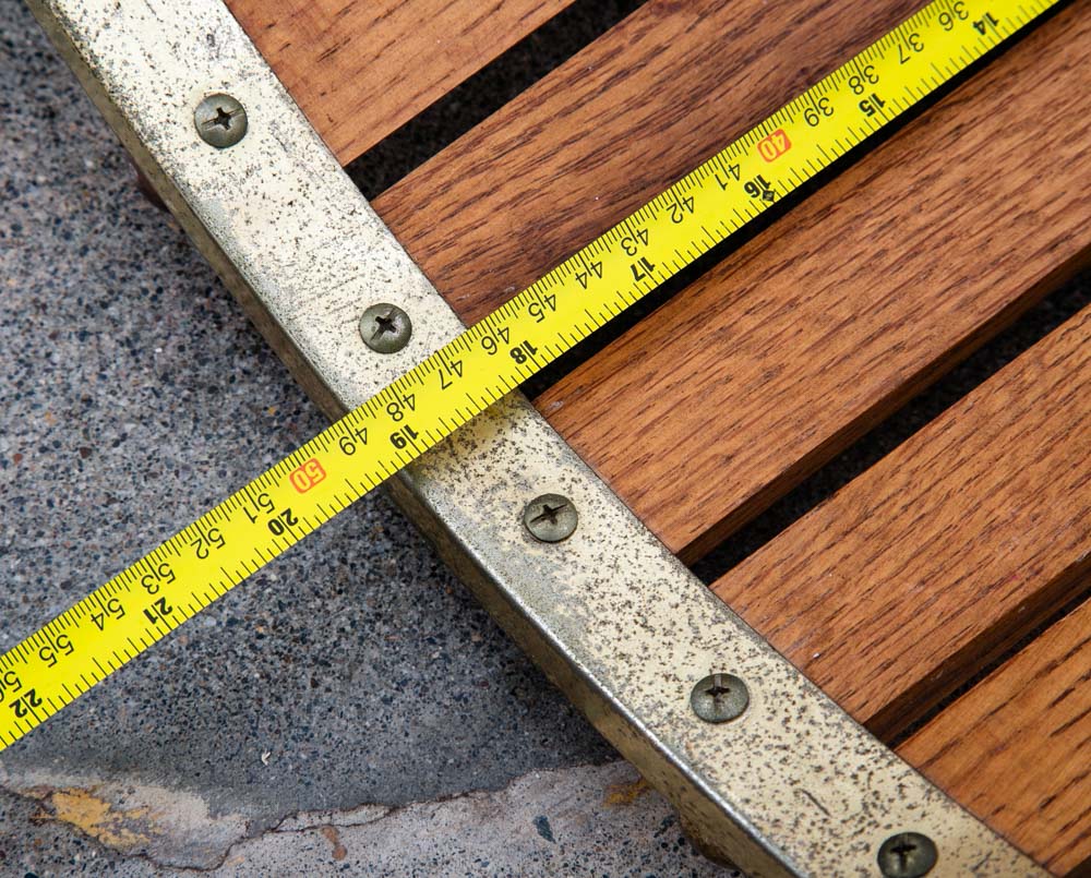 Mid Century Modern Magazine Rack Log Holder Modernist Oak Brass Vintage Handle - Image 6