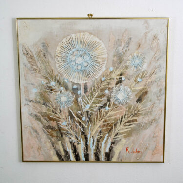 Mid Century Modern Painting Original Art Abstract Flowers Floral 1979 Signed Mcm