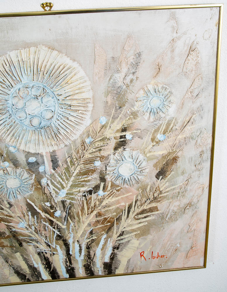 Mid Century Modern Painting Original Art Abstract Flowers Floral 1979 Signed Mcm - Image 12