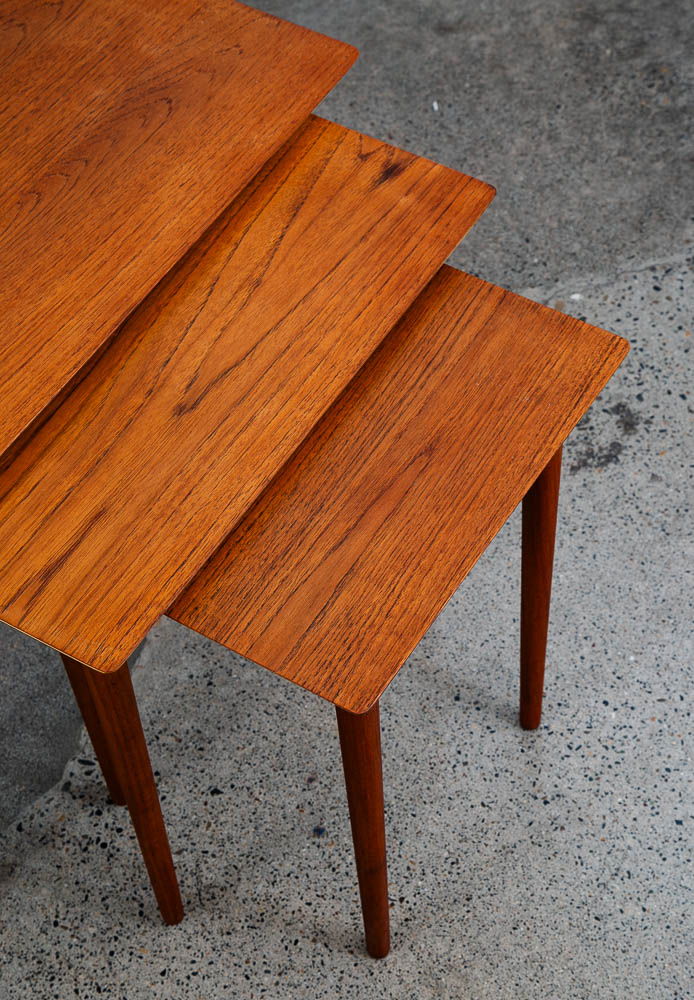 Mid Century Danish Modern Nesting Tables GP Mobilia Teak Set 3 Denmark Mcm Side - Image 11