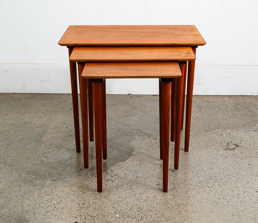 Mid Century Danish Modern Nesting Tables GP Mobilia Teak Set 3 Denmark Mcm Side - Image 3