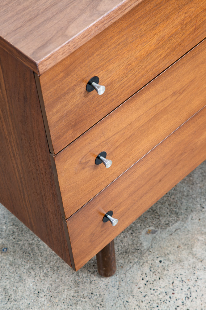 Mid Century Modern Credenza Dresser 6 Drawer Stanley Walnut Mcm Metal Handles - Image 8