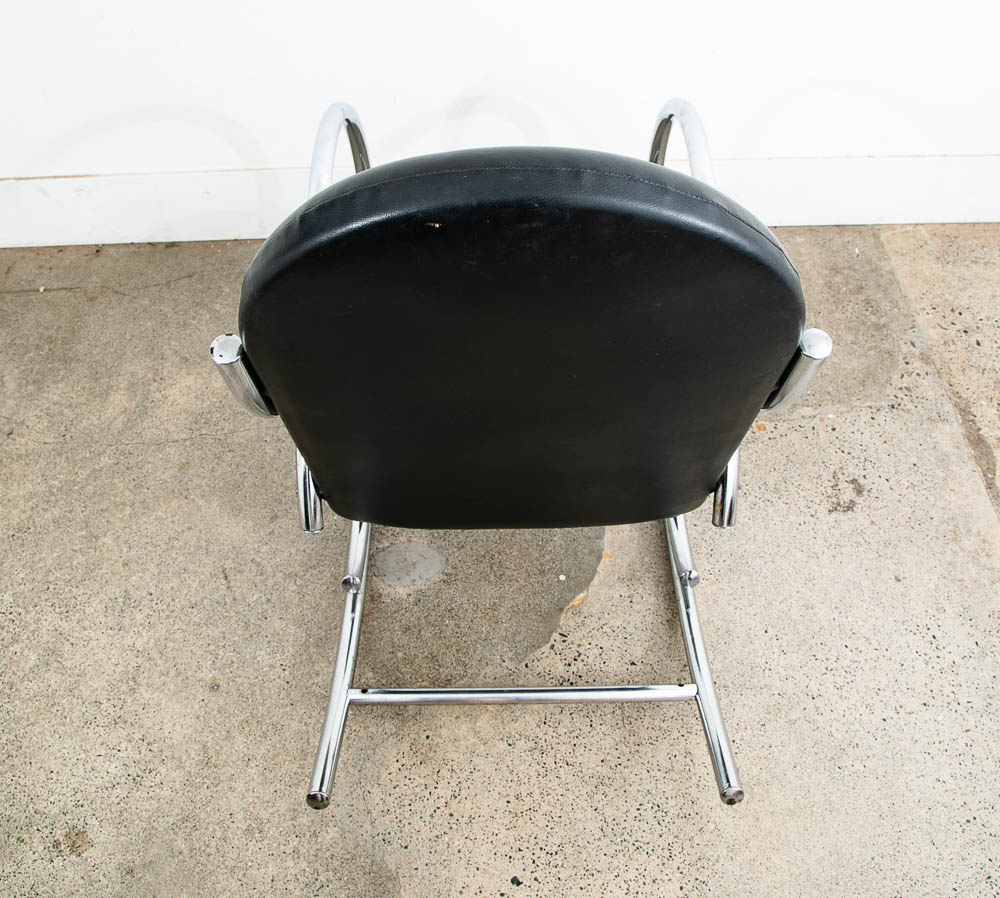 Mid Century Modern Rocking Chair Chrome Rocker Black Metal Silver Vintage 1960s - Image 9