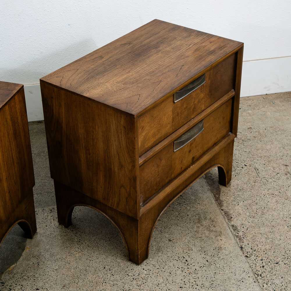 Mid Century Modern Nightstands End Table Side Wood Stanley 2 Drawer Vintage Mcm - Image 7