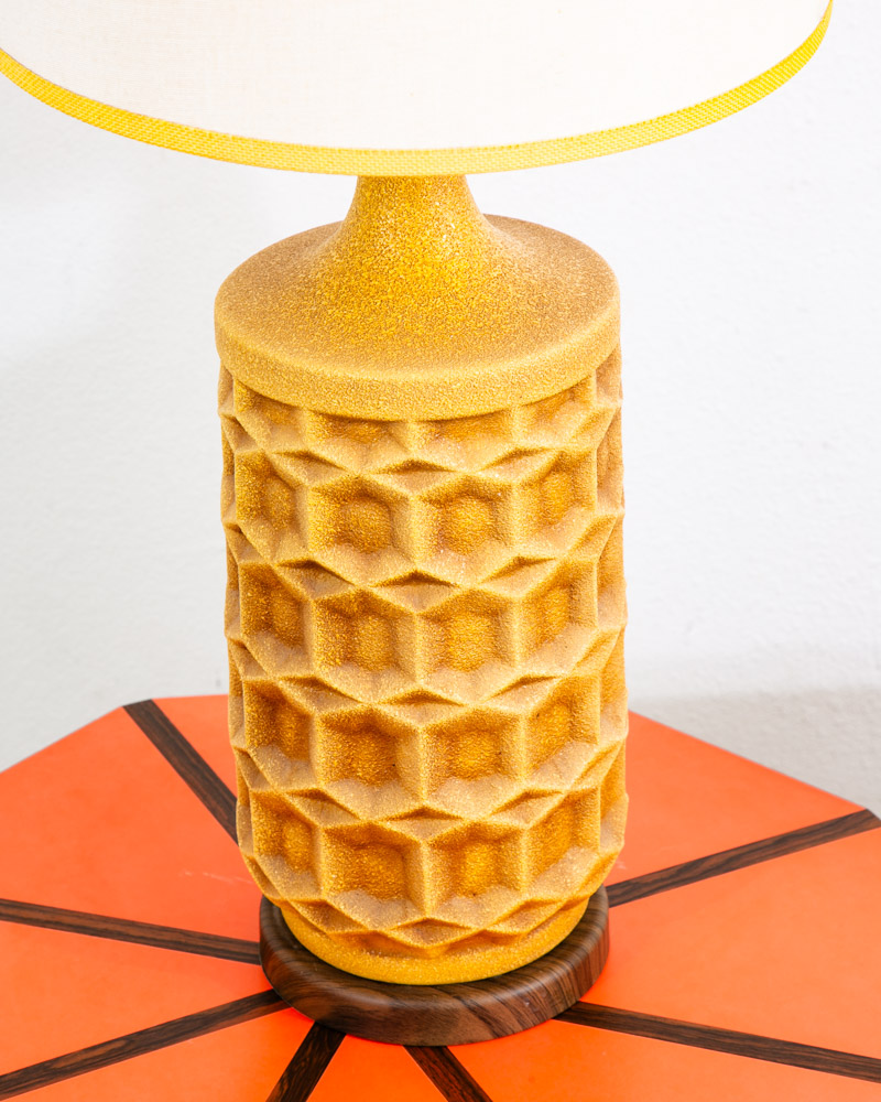 Mid Century Modern Lamp Set Table Light lighting Yellow Geometrical Pair Two Mcm - Image 8