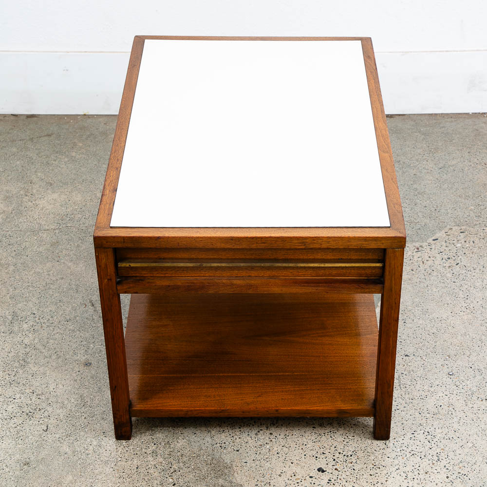 Mid Century Modern Nightstand End Side Table Walnut American Vintage One Drawer - Image 5