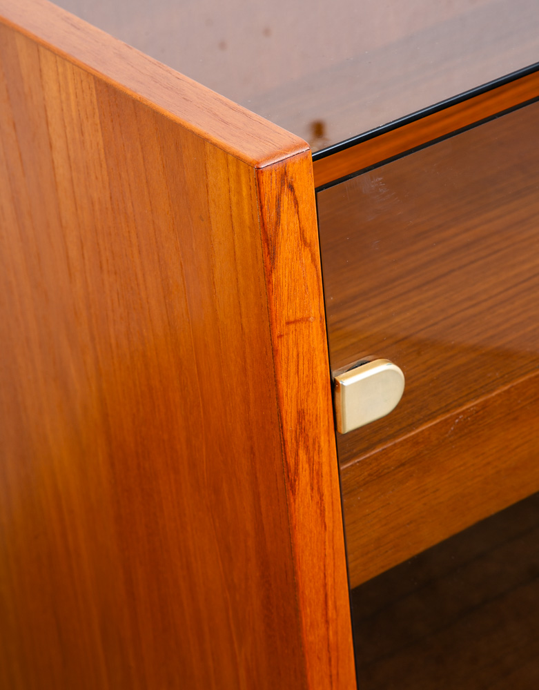 Mid Century Modern Stereo Storage Cabinet Teak Smoked Glass Hifi Audio Mcm Brass - Image 7